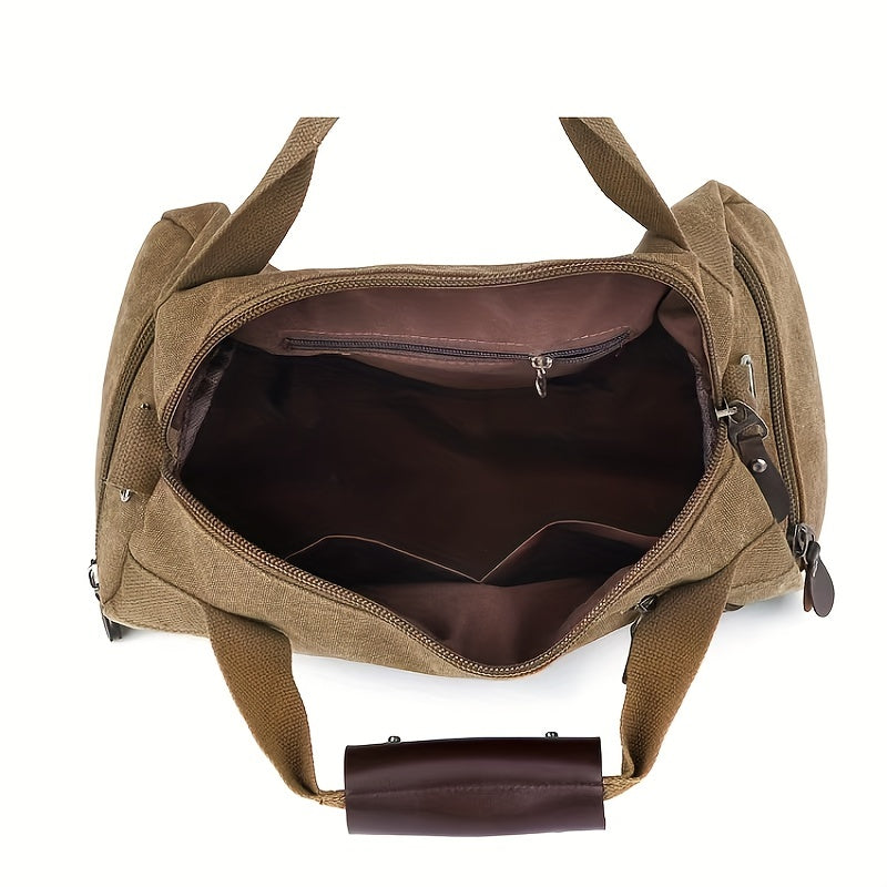 Wear-resistant Canvas Messenger Bag - Men's Bucket Travel Shoulder Bag