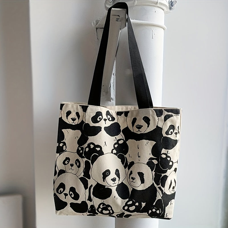 Large Capacity Panda Canvas Shoulder Bag - Cute Handbag Tote Bag