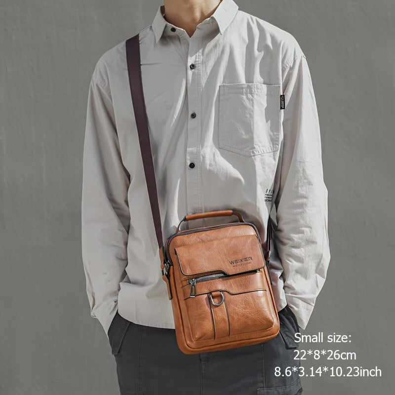 WEIXIER Vintage Leather Shoulder Bag - Men's Business Satchel Gift